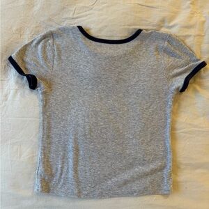 Aerie Gray Tee with Blue Accents